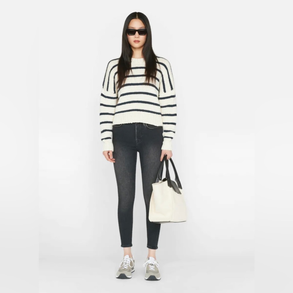 Frame Denim Black Acid Washed Stretch Denim Le One Skinny Jeans 2